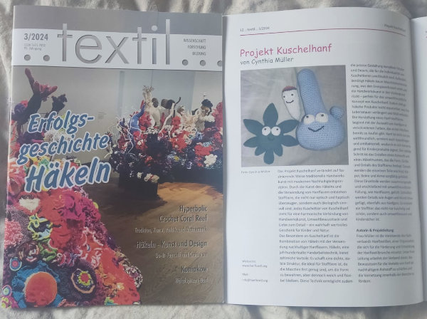 Foto von dem Artikel "Projekt Kuschelhanf von Cynthia Müller" im ..textil.. Magazin 3/2024